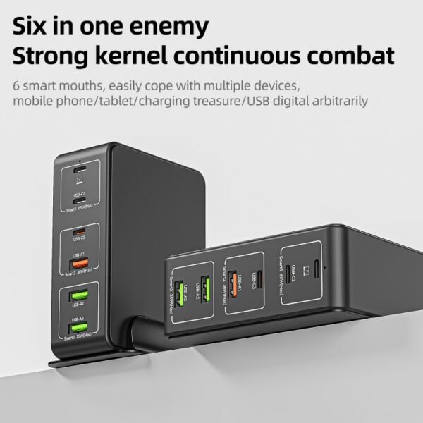 818H 120W Type-C + USB 6-Ports Desktop Fast Charger - Image 4
