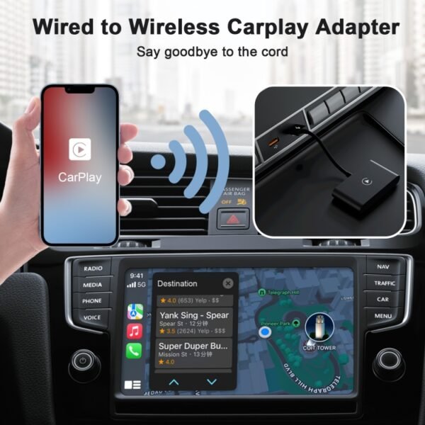 THT-020-2 USB + USB-C / Type-C Wired to Wireless Carplay Adapter for iPhone, THT-020-2 - Image 4