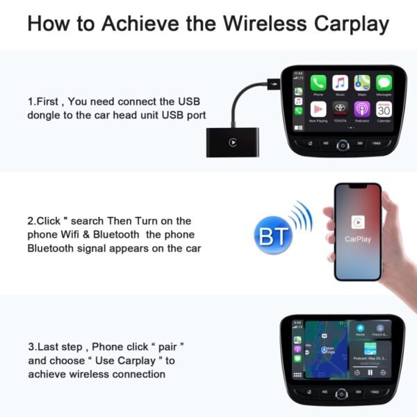 THT-020-2 USB + USB-C / Type-C Wired to Wireless Carplay Adapter for iPhone, THT-020-2 - Image 8