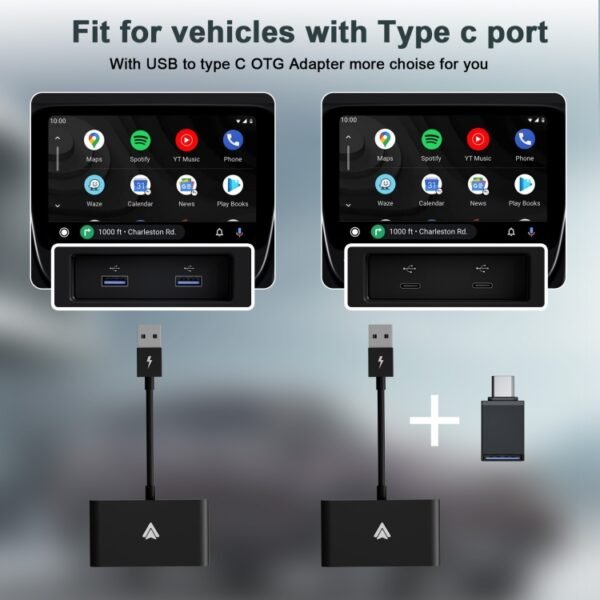 THT-020-2+ USB + USB-C / Type-C Wired to Wireless Carplay Adapter for Android Smartphone, THT-020-2+ - Image 9