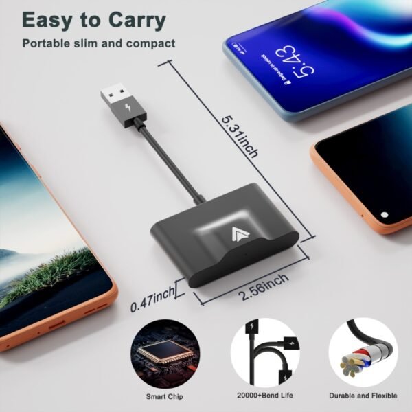 THT-020-3+ USB + USB-C / Type-C Wired to Wireless Carplay Adapter for Android Smartphone, THT-020-3+ - Image 6