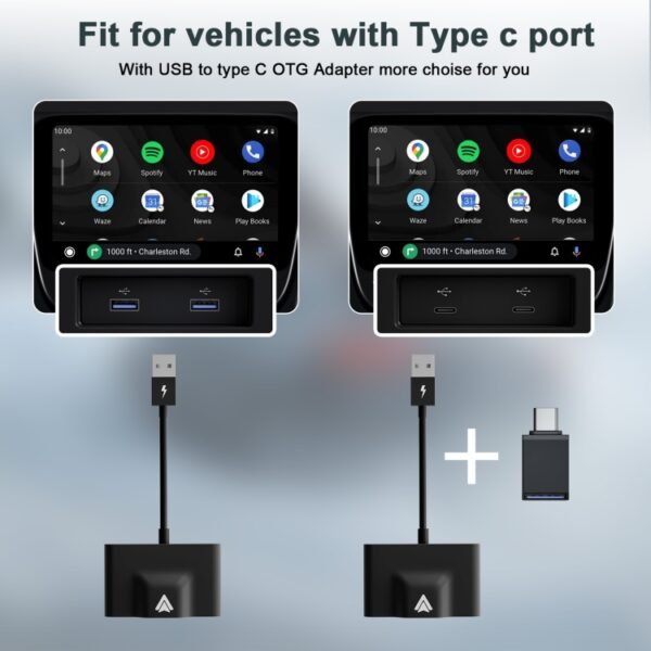 THT-020-3+ USB + USB-C / Type-C Wired to Wireless Carplay Adapter for Android Smartphone, THT-020-3+ - Image 7