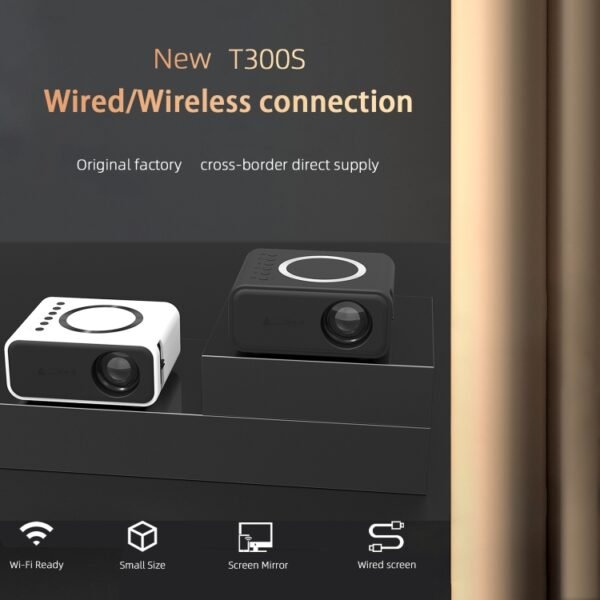 T300S 320x240 24ANSI Lumens Mini LCD Projector Supports Wired & Wireless Same Screen, US Plug, EU Plug, UK Plug, AU Plug - Image 2