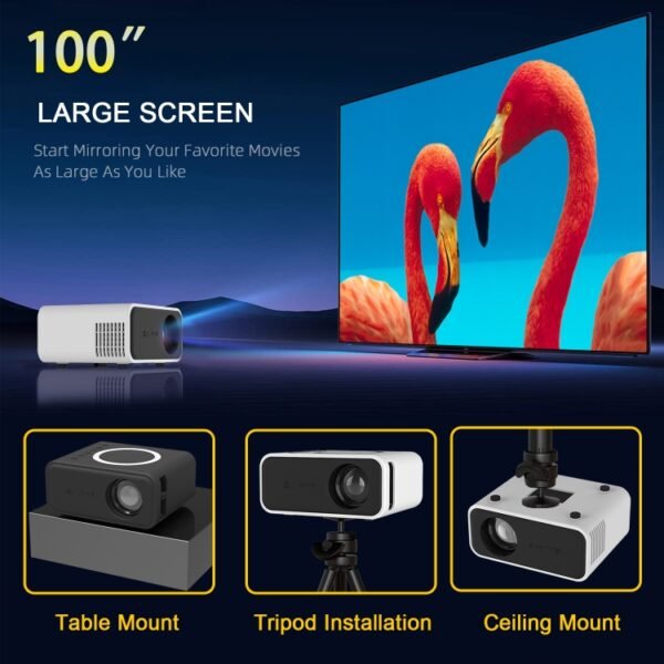 T300S 320x240 24ANSI Lumens Mini LCD Projector Supports Wired & Wireless Same Screen, US Plug, EU Plug, UK Plug, AU Plug - Image 7
