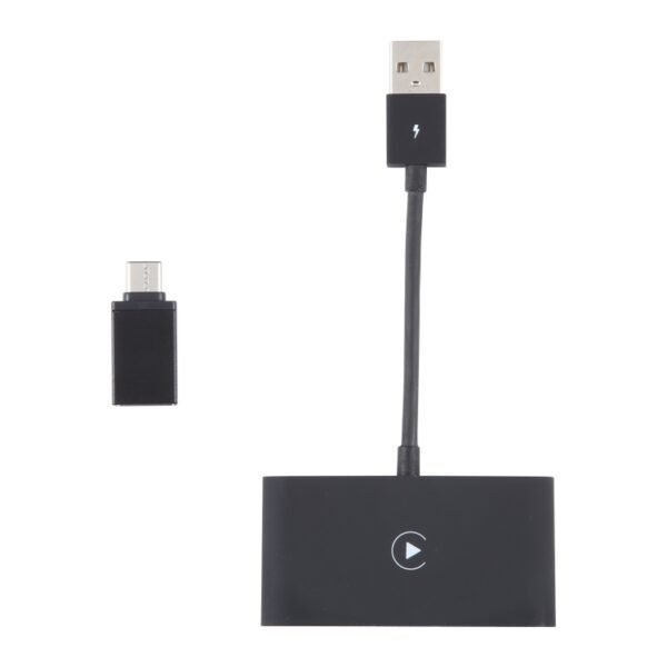 USB + USB-C / Type-C Wired to Wireless Carplay Adapter for iPhone, Black Rectangle - Image 2