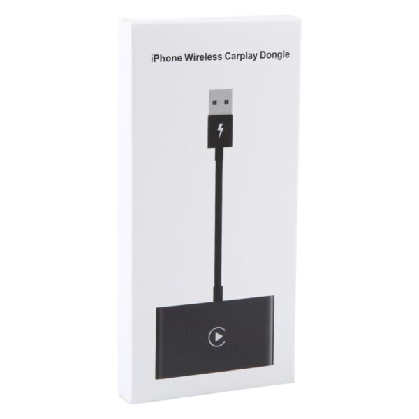 USB + USB-C / Type-C Wired to Wireless Carplay Adapter for iPhone, Black Rectangle - Image 3