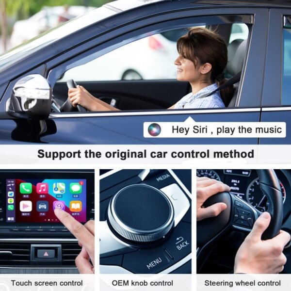USB + USB-C / Type-C Wired to Wireless Carplay Adapter for iPhone, Black Rectangle - Image 4