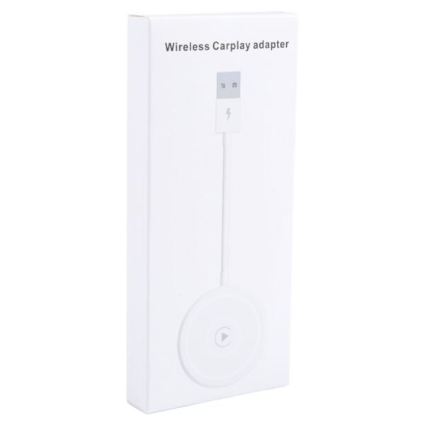 USB + USB-C / Type-C Wired to Wireless Carplay Adapter for iPhone, White Round - Image 3