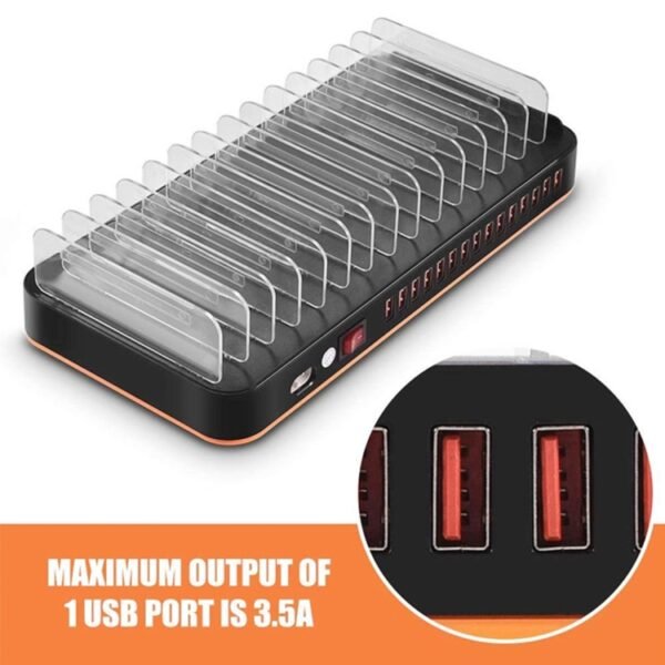 WLX-815P 180W 15 Ports USB Fast Charging Dock Smart Charger with Holder, 180W US Plug, 180W EU Plug, 180W UK Plug, 180W AU Plug - Image 3