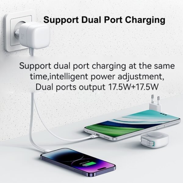 USAMS US-CC209 SMF Series PD35W 8 Pin + Type-C Dual Port GaN Fast Charger, EU Plug - Image 4