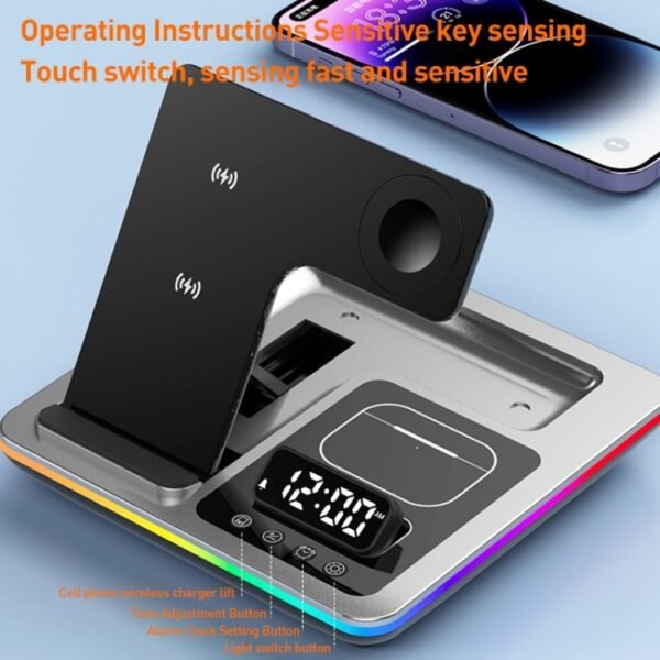 A93 15W 5 in 1 Multifunctional Foldable Wireless Charger Desktop Phone Stand - Image 11