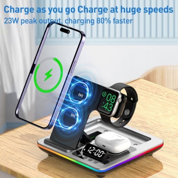 A93 15W 5 in 1 Multifunctional Foldable Wireless Charger Desktop Phone Stand - Image 3