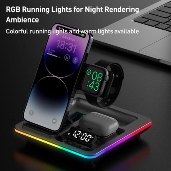A93 15W 5 in 1 Multifunctional Foldable Wireless Charger Desktop Phone Stand - Image 5