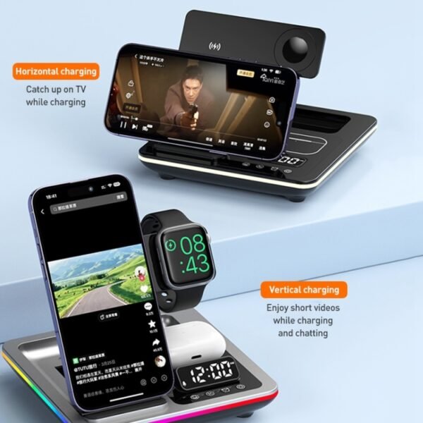 A93 15W 5 in 1 Multifunctional Foldable Wireless Charger Desktop Phone Stand - Image 8