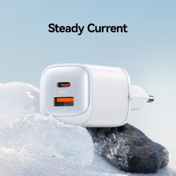 USAMS CC254 30W USB+USB-C / Type-C Dual Port GaN Fast Charger, EU Plug, CC254 - Image 7