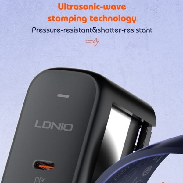 LDNIO Q366 65W USB + Dual Type-C Port Charger with 1m USB-C / Type-C to USB-C / Type-C Data Cable, EU Plug, UK Plug, US Plug - Image 7