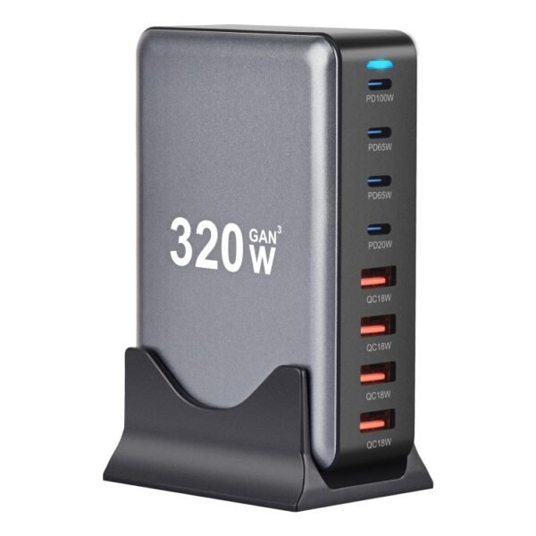 YMX-320W GaN 320W USB x 4, USB-C / Type-C x 4 Fast Charger, US Plug, UK Plug, AU Plug, EU Plug - Image 2