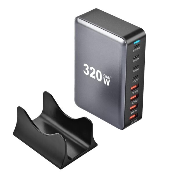 YMX-320W GaN 320W USB x 4, USB-C / Type-C x 4 Fast Charger, US Plug, UK Plug, AU Plug, EU Plug - Image 4