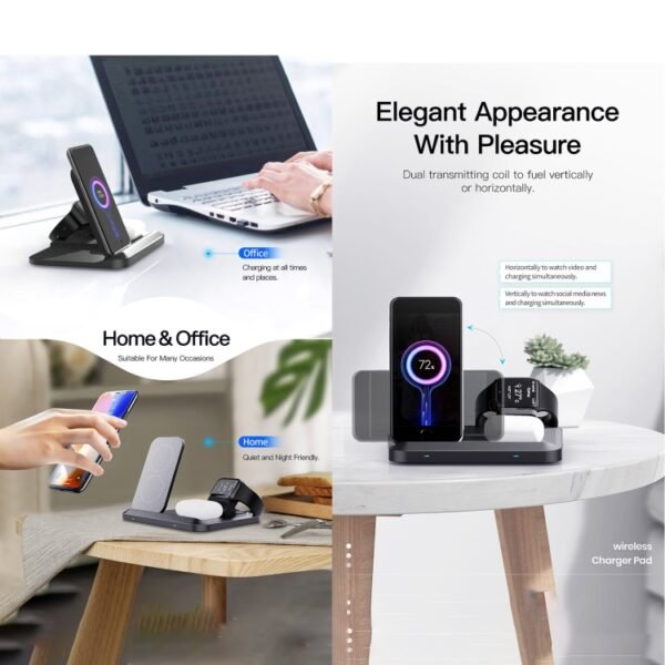 DW08 15W 3 in 1 Folding Wireless Charger - Image 5
