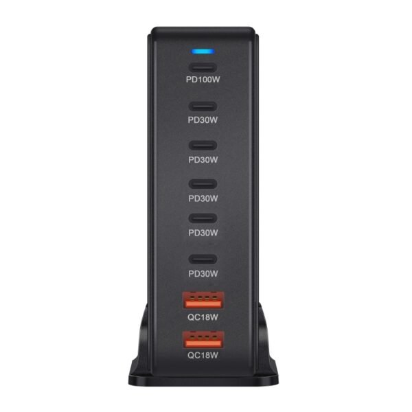 YMX-986 286W 6 Type-C, 2 USB 8-Ports Desktop Fast Charger, US Plug, UK Plug, EU Plug, AU Plug - Image 3