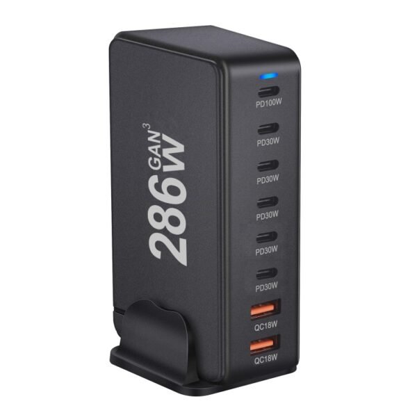 YMX-986 286W 6 Type-C, 2 USB 8-Ports Desktop Fast Charger, US Plug, UK Plug, EU Plug, AU Plug - Image 4
