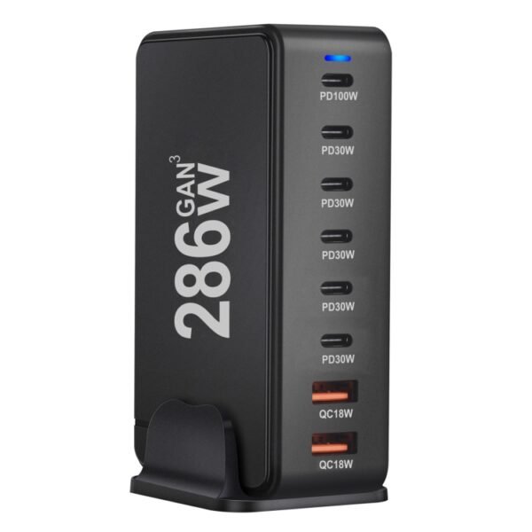 YMX-986 286W 6 Type-C, 2 USB 8-Ports Desktop Fast Charger, US Plug, UK Plug, EU Plug, AU Plug - Image 6