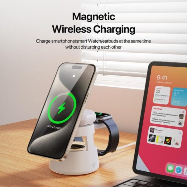 DUZZONA W23 5 in 1 Magnetic Wireless Charger with Bluetooth Speaker - Image 3