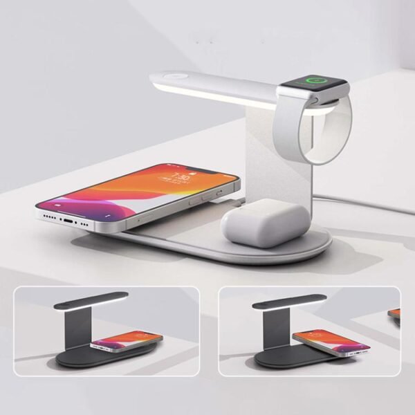V2206 3 in 1 15W Wireless Charger with Night Light, V2206 (Black), V2206 (Silver) - Image 2