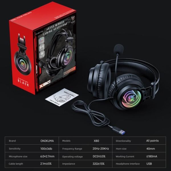 ONIKUMA X80 Abyssal Mirror Effect Game Headphones - Image 8