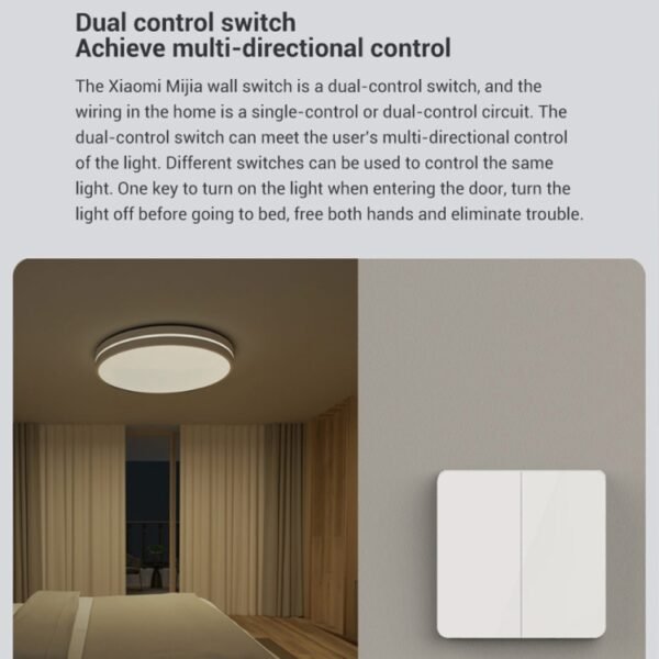 Original Xiaomi Mijia Double Control Wall Switch, Double Button(White) - Image 5