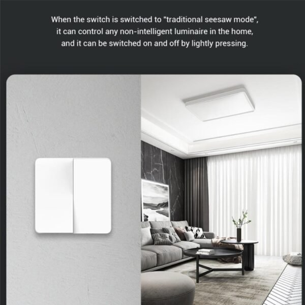 Original Xiaomi Mijia Double Control Wall Switch, Double Button(White) - Image 6