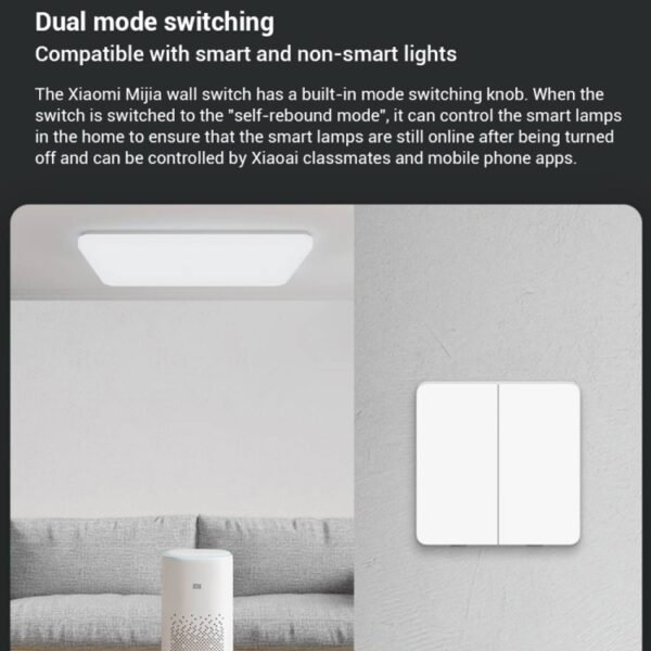 Original Xiaomi Mijia Double Control Wall Switch, Double Button(White) - Image 7