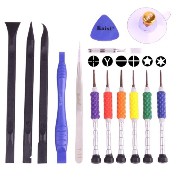 K-T3601 14 in 1 (6 x Screwdriver + 1 x Tweezers + 1 x Stainless Steel Spudger + 1 x Anti-static Spudger + 3 x 146 Spudger + 1 x Suction Sucker + 1 x Triangle Opener) Profession Multi-purpose Opening Tool Set for iPhone, Samsung, Xiaomi and More Phones - Image 2
