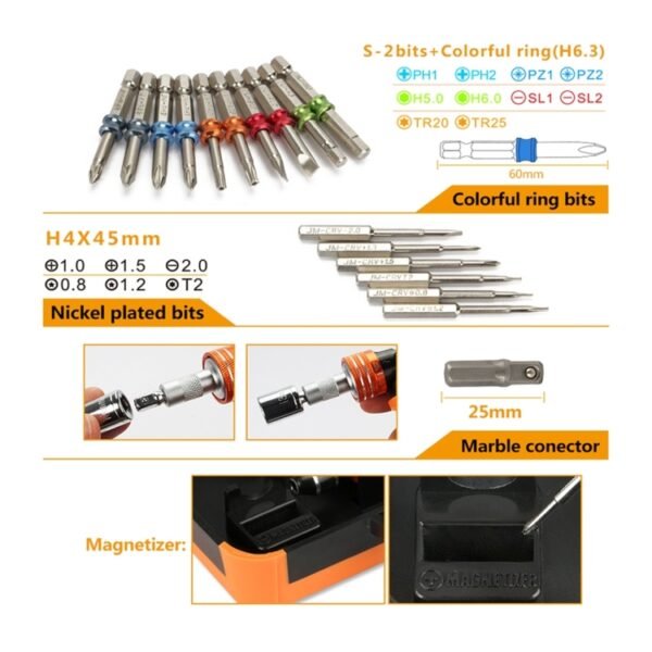 JAKEMY JM-6123 31 in 1 Color Ring Professional Screwdriver Repair Tool Set - Image 5