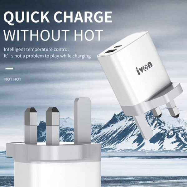 IVON AD52 18W USB-C / Type-C + USB Dual Port PD Fast Charge - Image 3