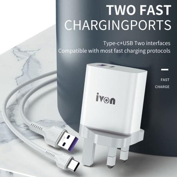 IVON AD52 18W USB-C / Type-C + USB Dual Port PD Fast Charge - Image 4