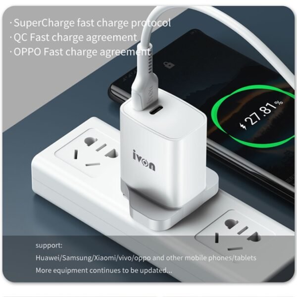 IVON AD52 18W USB-C / Type-C + USB Dual Port PD Fast Charge - Image 7