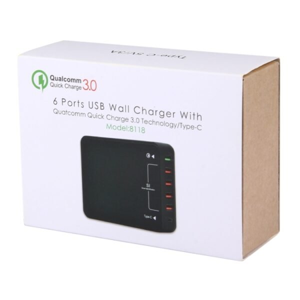 Q8118 1 Quick Charge 3.0 + 4 Smart Identification USB + 1 USB-C / Type-C 3.1 Desktop USB Charger - Image 9
