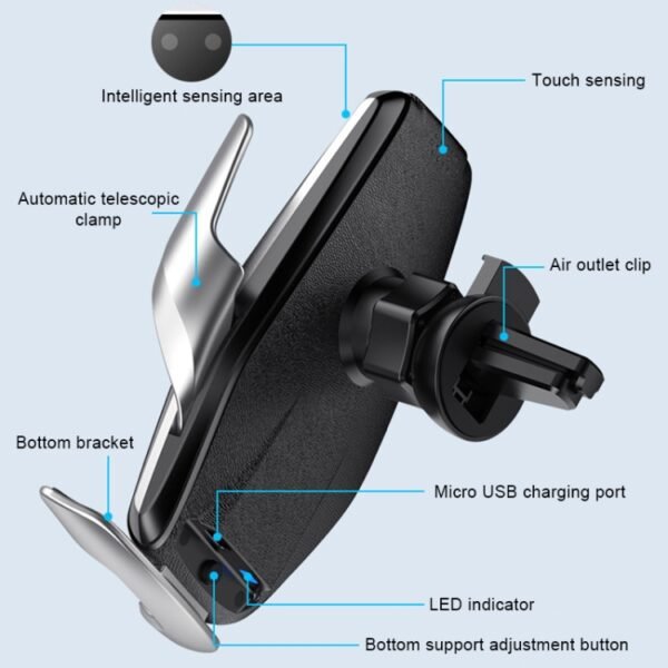 S7 15W QI 360 Degree Rotatable Infrared Induction Car Air Outlet Wireless Charging Mobile Phone Holder for 4.0-6.5 inch Mobile Phones, S7 - Image 4