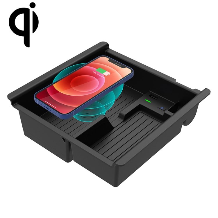 Multi-function Car Wireless Charger Rack Storage Box for Toyota Tacoma 2016-2021, Left Driving, For Toyota Tacoma 2016-2021