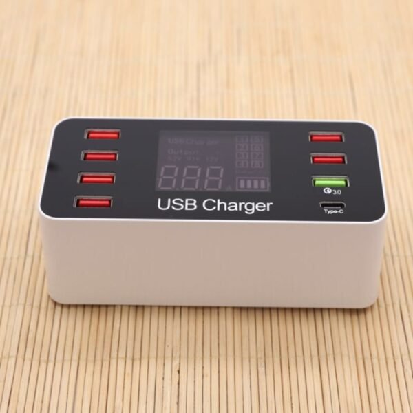 A9+ Multi-function AC 100V~240V 8 Ports USB Digital Display LCD Detachable Charging Station Smart Charger,Support QC3.0, A9+ - Image 2