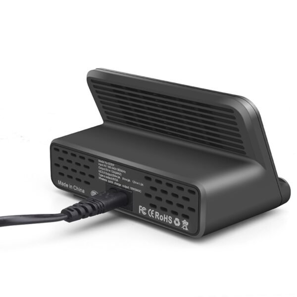 828W 7 in 1 60W QC 3.0 USB Interface + 4 USB Ports + USB-C / Type-C Interface + Wireless Charging Multi-function Charger with Mobile Phone Holder Function, AU Plug, AU Plug Black, AU Plug White - Image 3