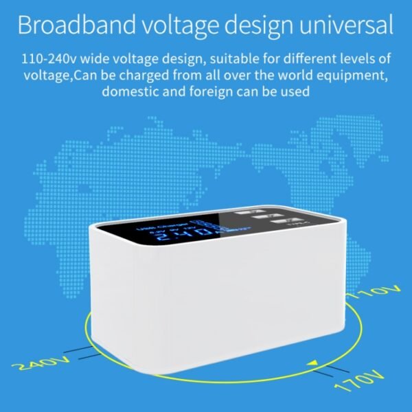 CDA30 20W 3 USB Ports + USB-C / Type-C Ports Multi-function Charger with LED Display, US Plug - Image 11