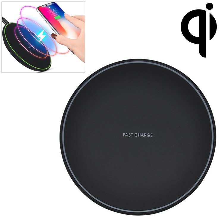 KD-1 Ultra-thin 10W Fast Charging Wireless Charger for Android Phones & iPhone, Fast Charging, Black