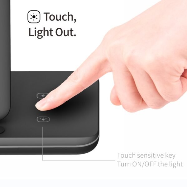 Z5A QI Vertical Magnetic Wireless Charger for Mobile Phones & Apple Watches & AirPods / Samsung Galaxy Buds / Huawei Free Buds, with Touch Ring Light, Z5A - Image 10