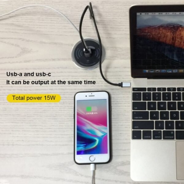 KP-ZMC Embedded Desktop Wireless Charger with PD+USB Interface Cable Length: 1.2m - Image 13