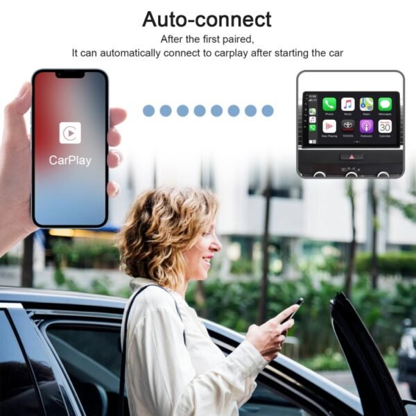 USB + USB-C / Type-C Wired to Wireless Carplay Adapter for iPhone, White Rectangle - Image 5