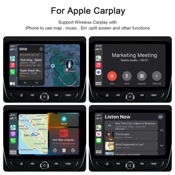 USB + USB-C / Type-C Wired to Wireless Carplay Adapter for iPhone, White Rectangle - Image 6