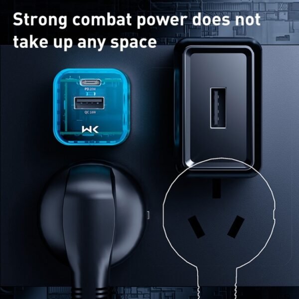 WK WP-U149 20W USB+USB-C/Type-C Dual Port Transparent Charger, Specifications: US Plug - Image 5