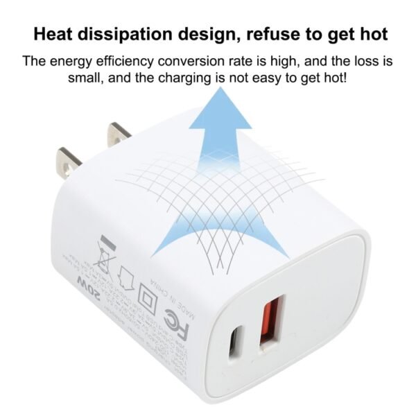 U087 20W USB-C / Type-C + USB Ports Fast Charging Travel Charger, US Plug - Image 4